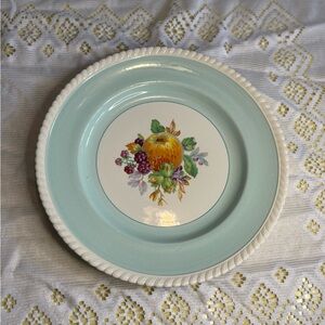 Vintage Elegant Floral Plate with Blue and White Design